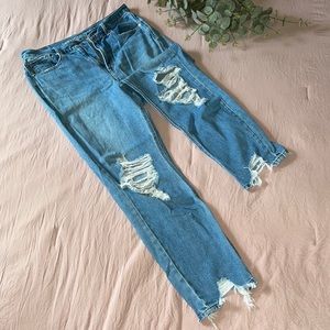 AEO distressed mom Jeans